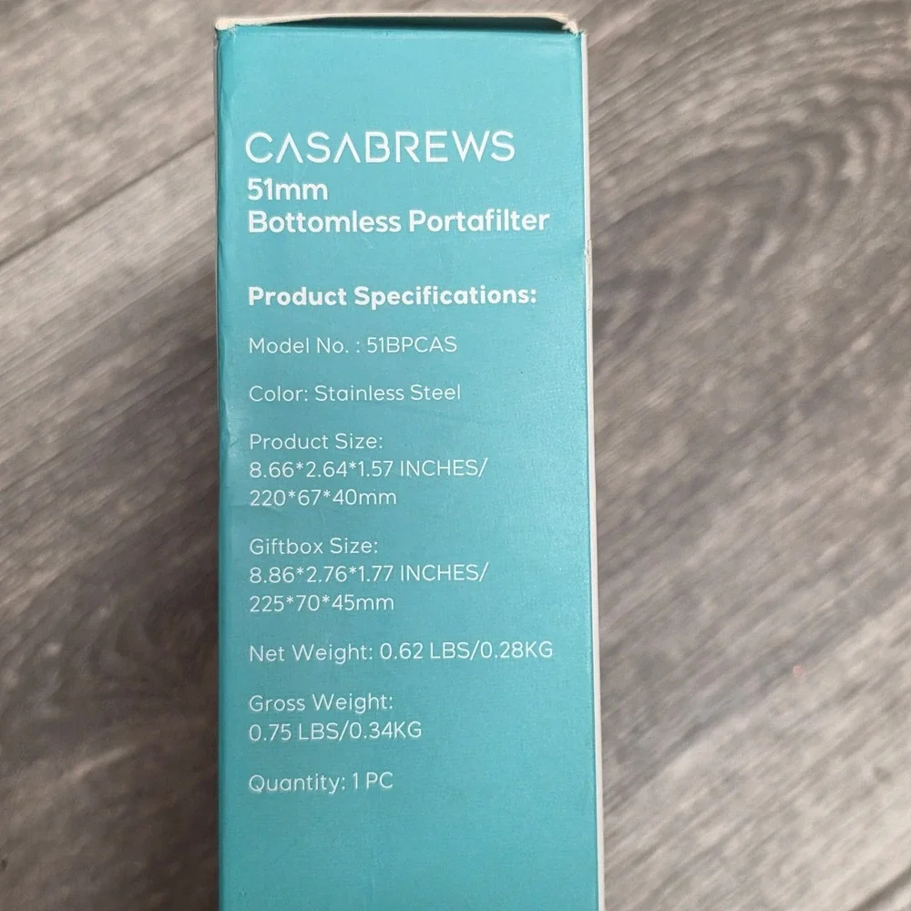 Casabrews 51mm Bottomless Portafilter Stainless Steel Wood Handle 51BPCAS